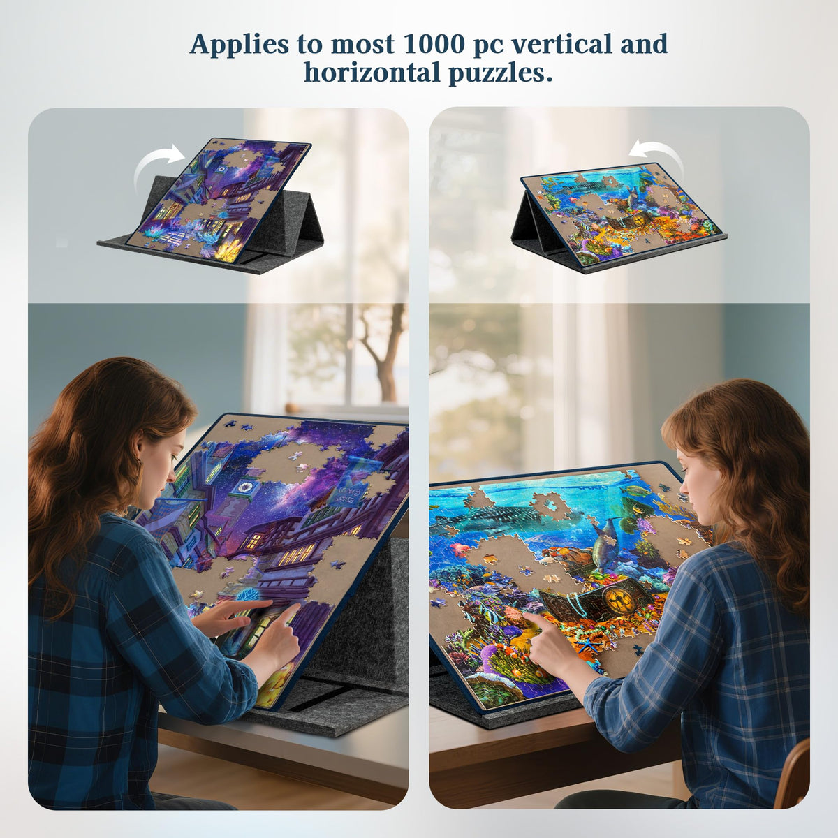 Becko US 1000-piece puzzle board surface accommodates typical puzzles securely