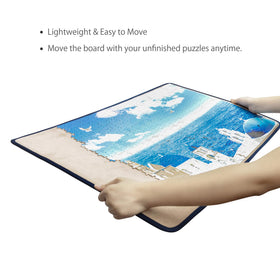 Becko US jigsaw-board fits up to 1000 pieces on a flat, stable surface.