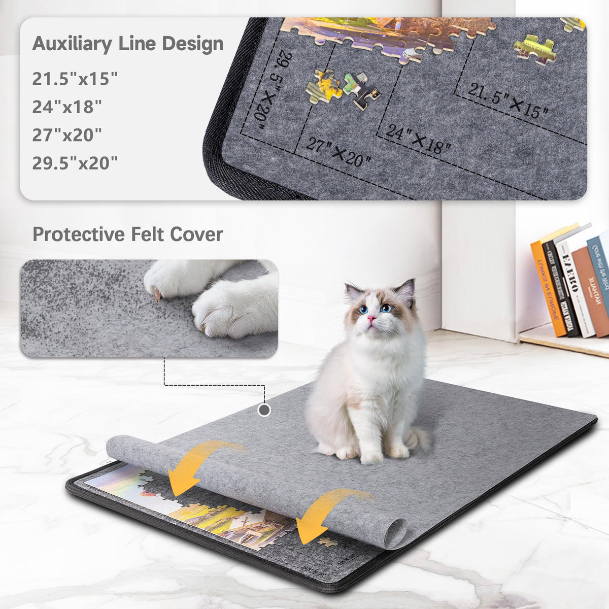 Becko US puzzle board with felt cover protects pieces and keeps dust away