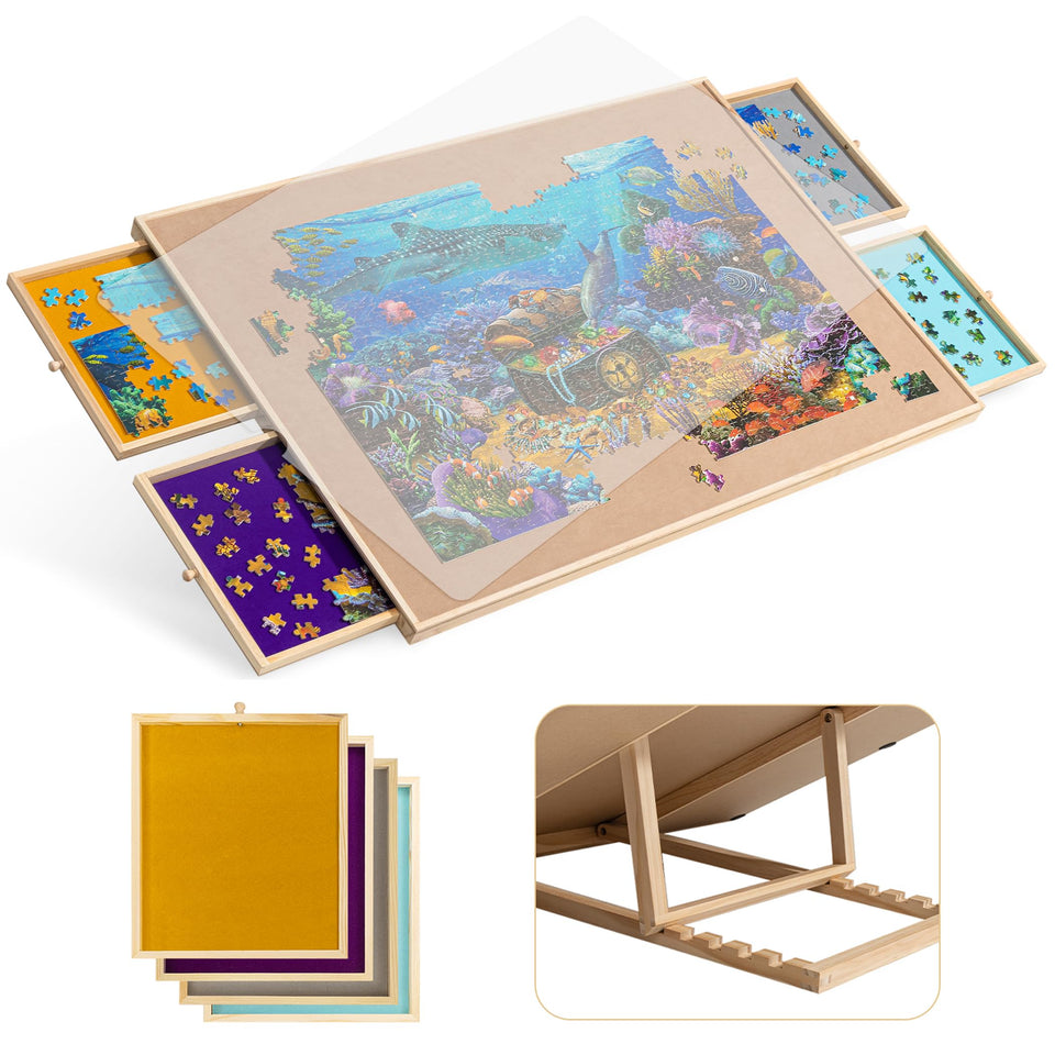 Becko US tilting puzzle board with drawers for ergonomic, organized puzzling sessions.