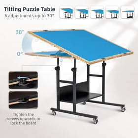 Becko US puzzle table shows five tilt angles for comfortable sessions.