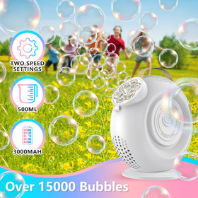 BEDAIL Bubble Machine rotation and LED lights create magical ambience for outdoor parties.