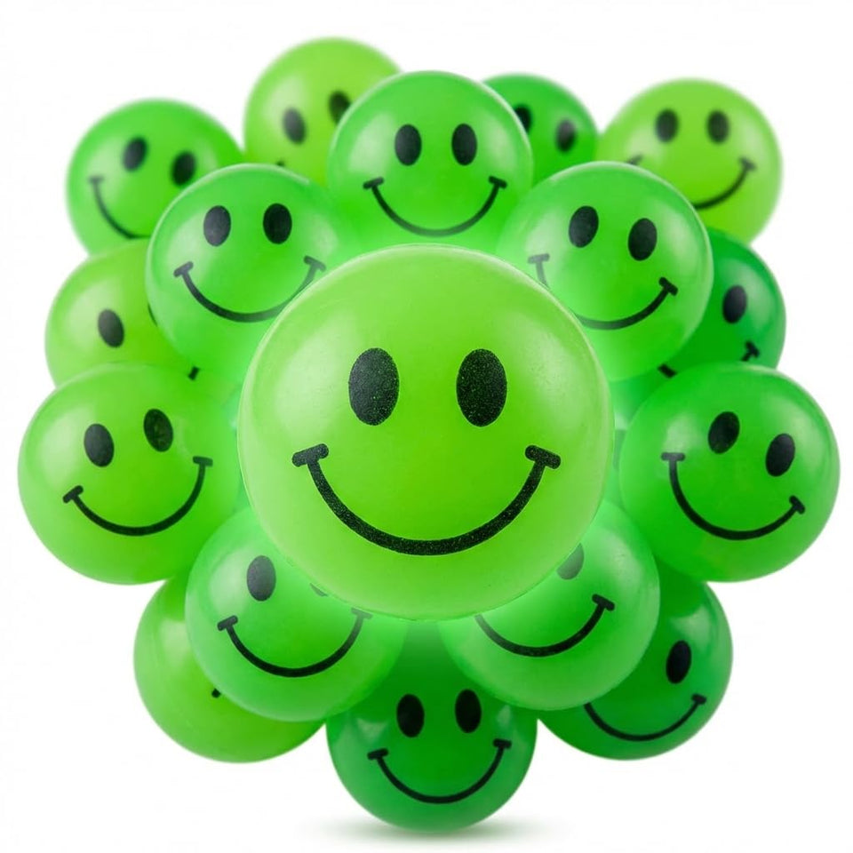 Bedwina 144-pack glow bouncy balls in bright neon colors, ideal for party favors.