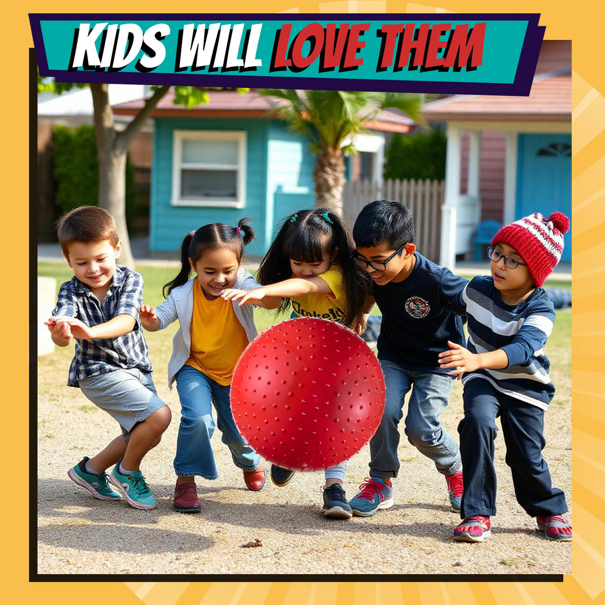 Bedwina 18-inch knobby ball blue inflated, promotes coordination and active play.