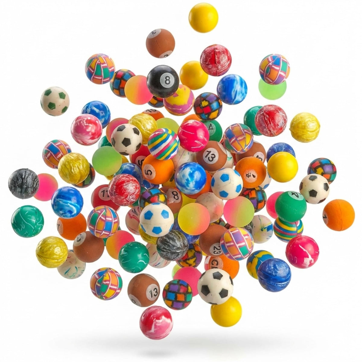 Bedwina bulk 250-pack bouncy balls for party favors and prizes.