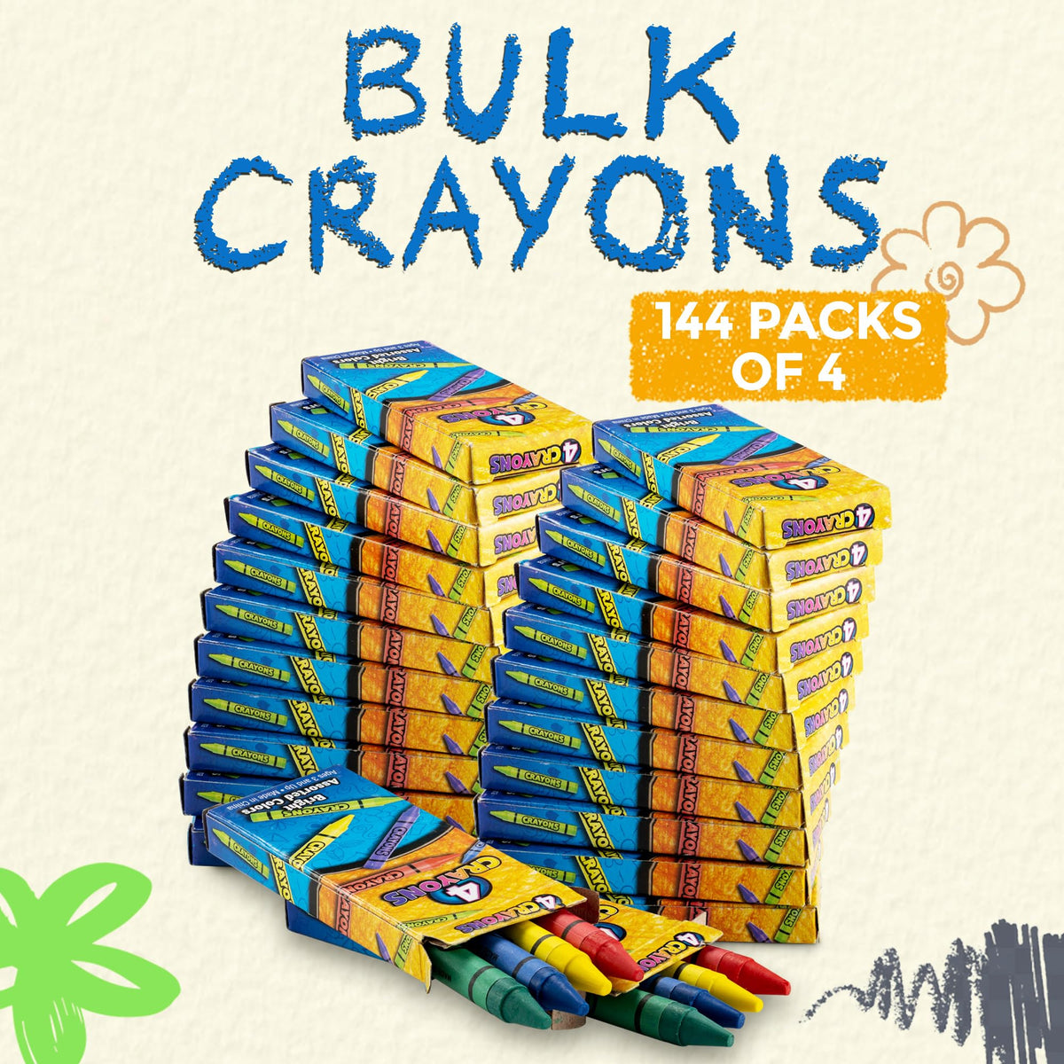 Bedwina bulk crayons 144 pack four packs, perfect for party favors and classroom activities