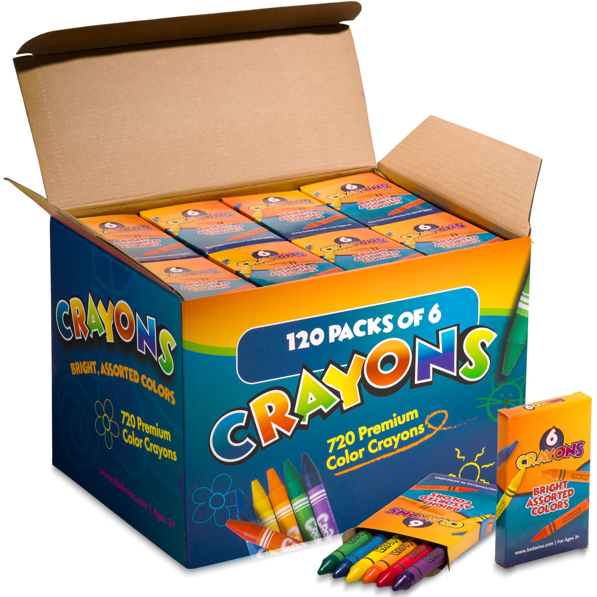 Bedwina bulk crayons case of 120 packs for a long-lasting classroom supply.