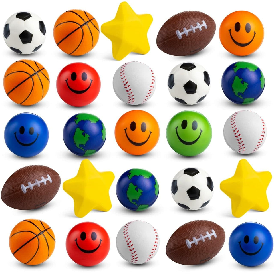 Bedwina bulk mini stress balls collection for kids, assorted shapes to support focus and play.