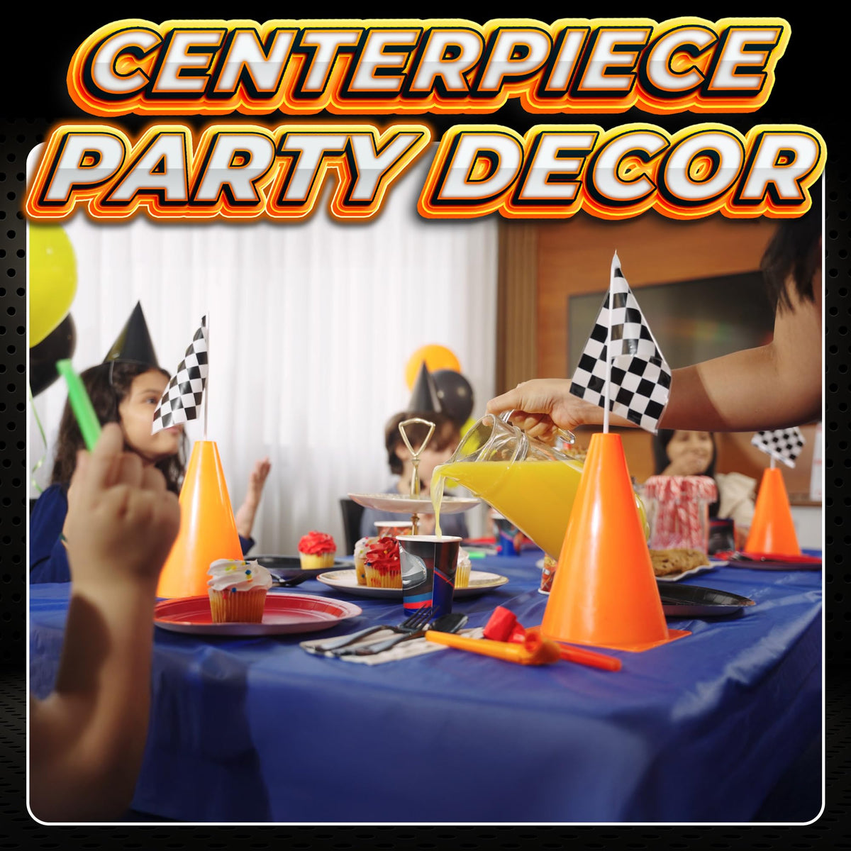 Bedwina race-themed party centerpiece kit for events.
