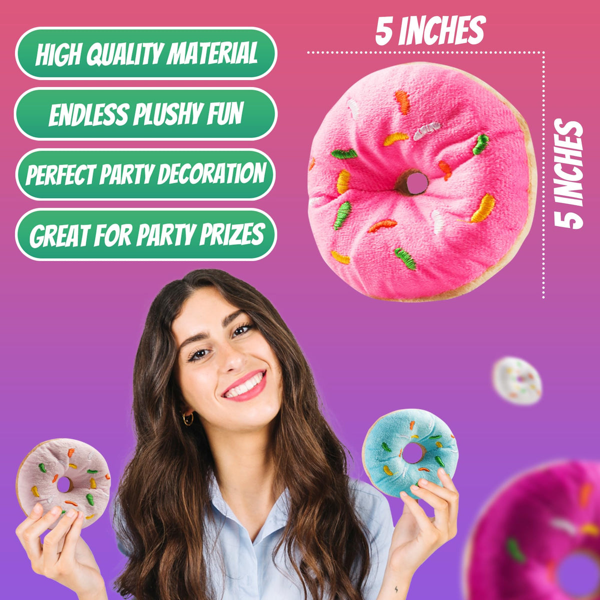 Bedwina plush donuts fabric texture highlights soft touch for kids' comfort