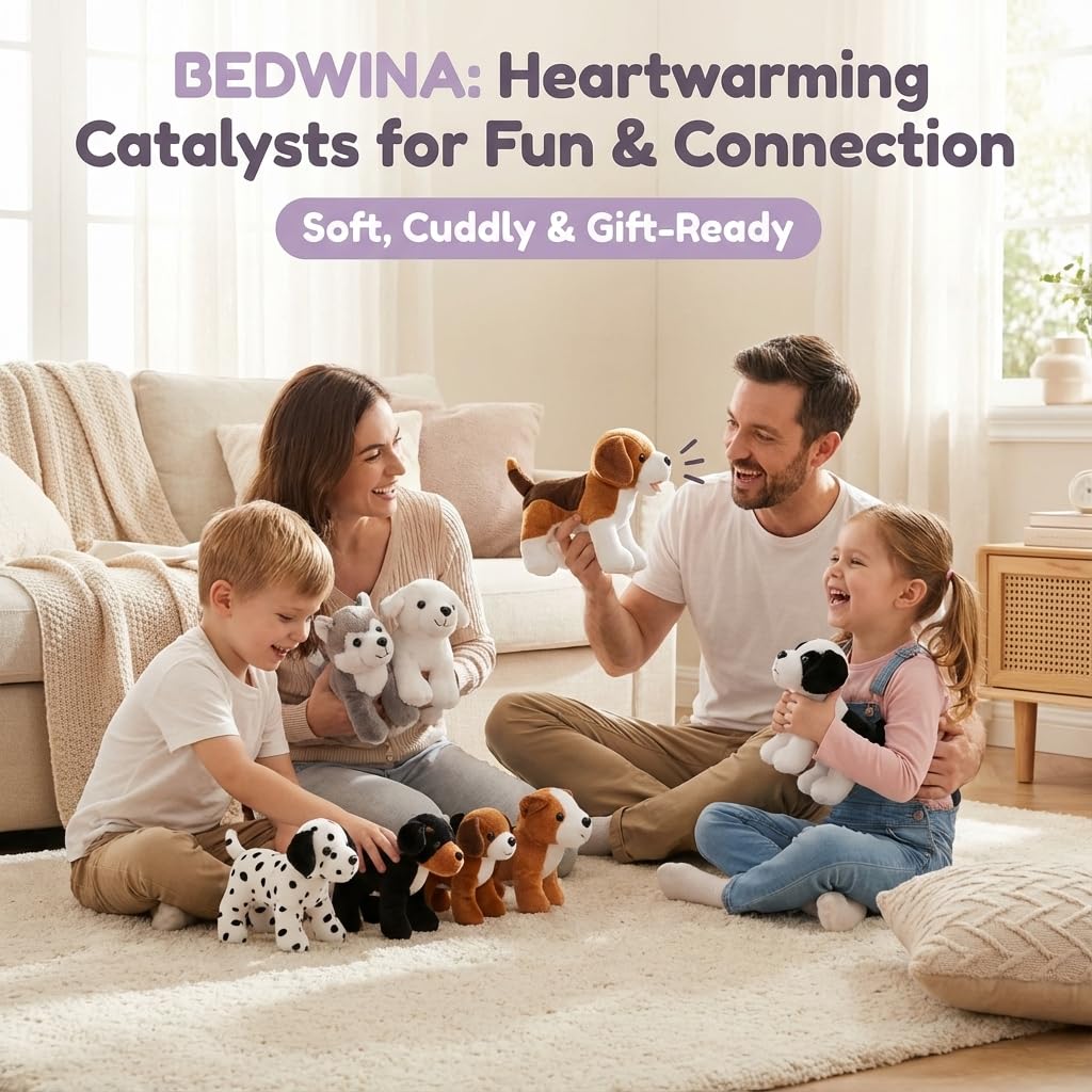 Bedwina plush puppy dogs in brown-fluff tone for durable, squeezable friends.