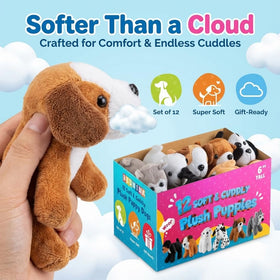 Bedwina plush puppy dogs in cream-brown color for gentle hugs and pretend pets.