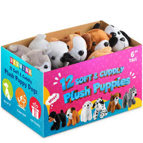 Bedwina plush puppy dogs in 6-inch cream-brown mix for cozy playtime.