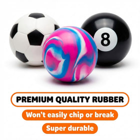 Bedwina pool cue inspired bouncy ball for tabletop games.