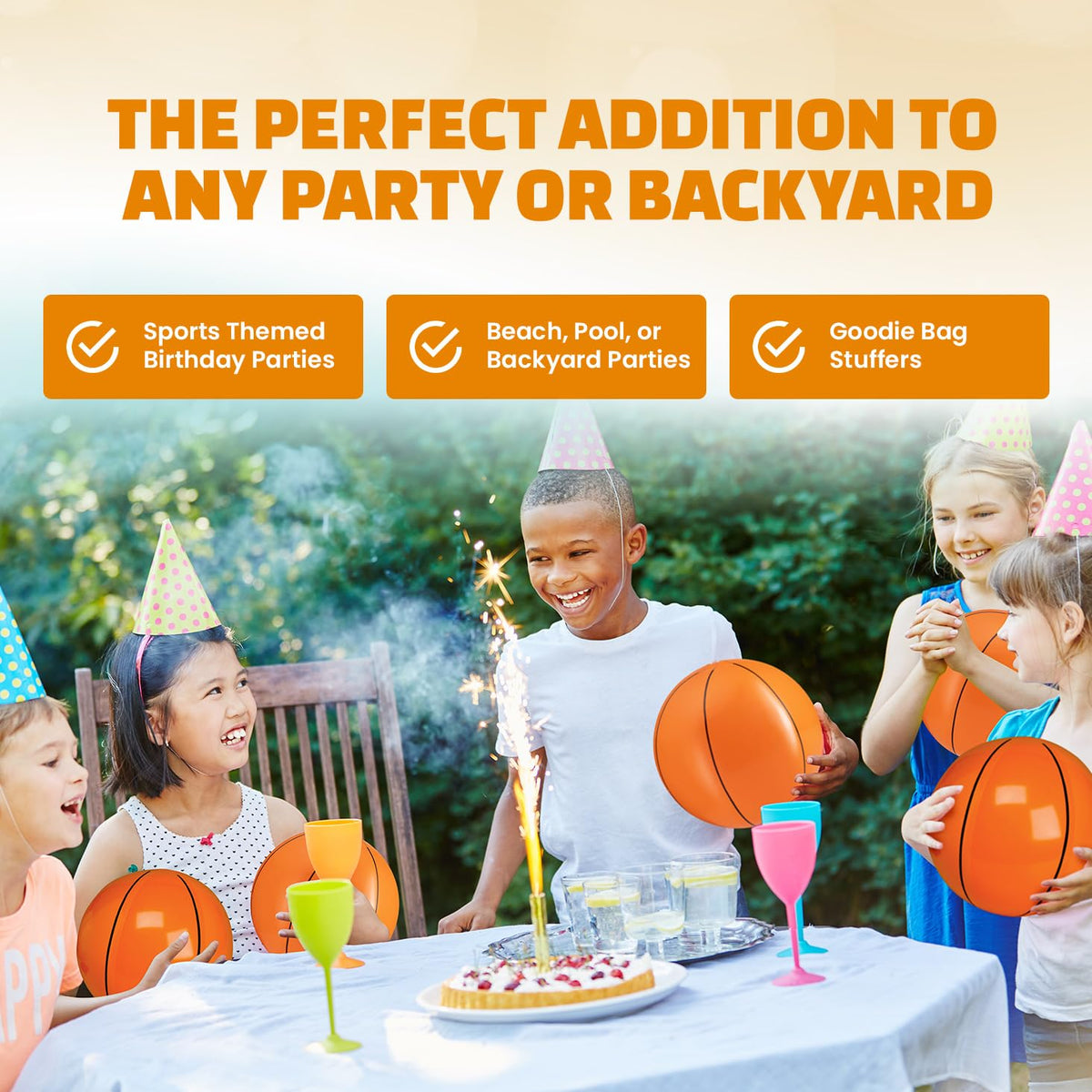 Bedwina pool party favorite inflatable basketballs for kids and teens.