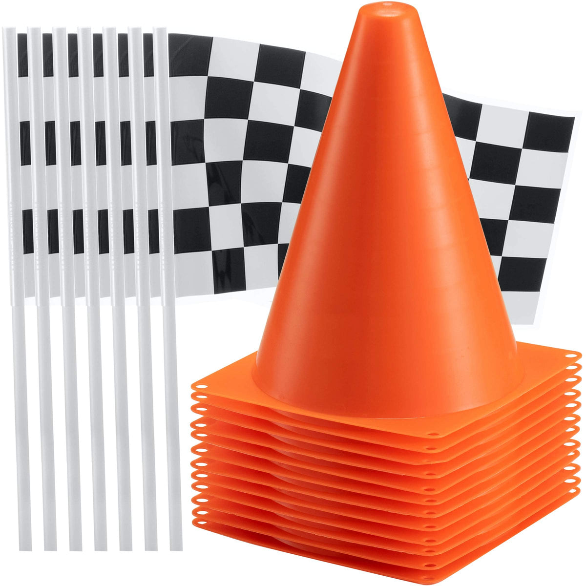 Bedwina Race Car orange mini cone for table décor and finish-line setup.