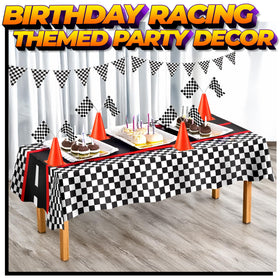Bedwina racing cars banner as a bold party backdrop