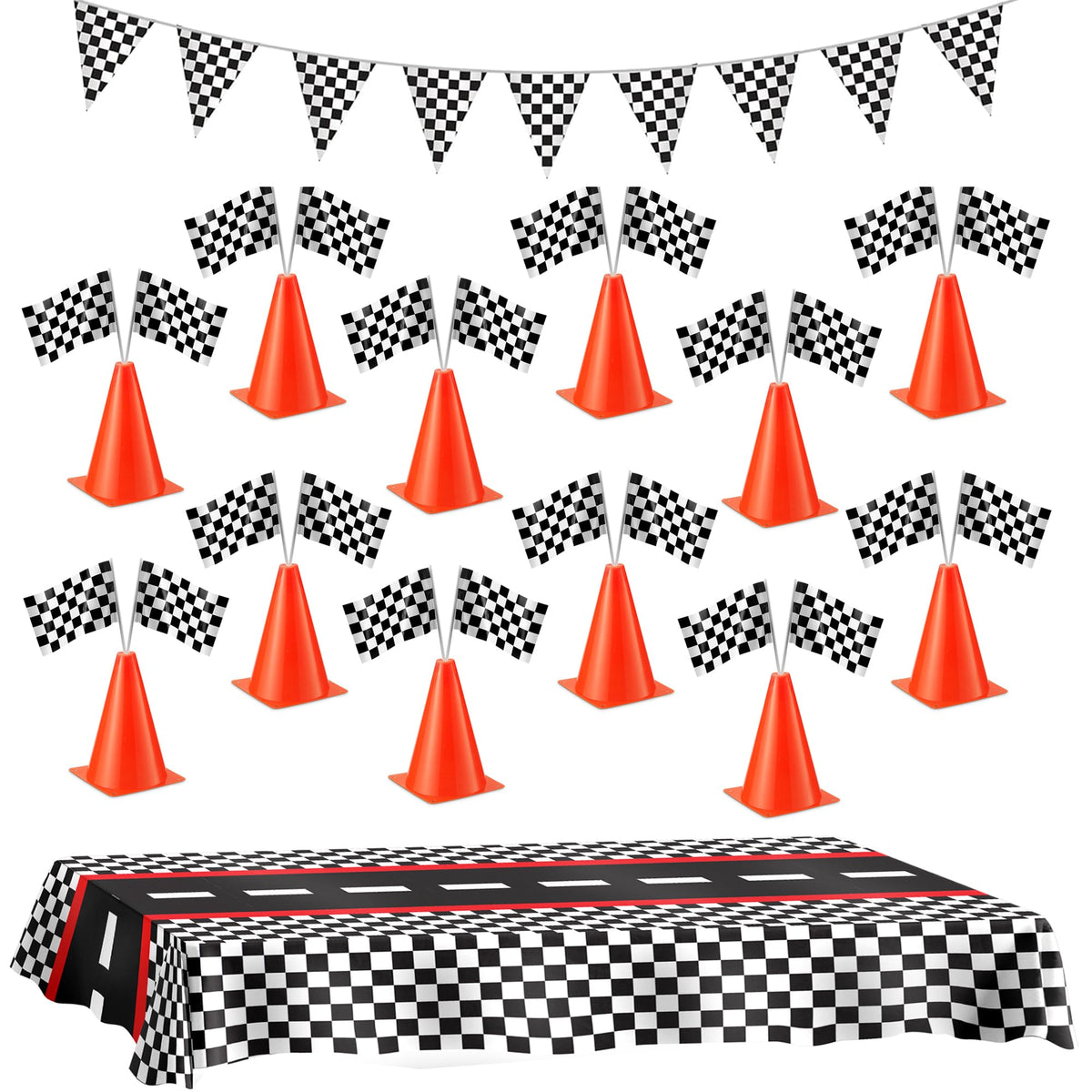 Bedwina racing cars mini cones for vibrant race day decor and clear sight lines
