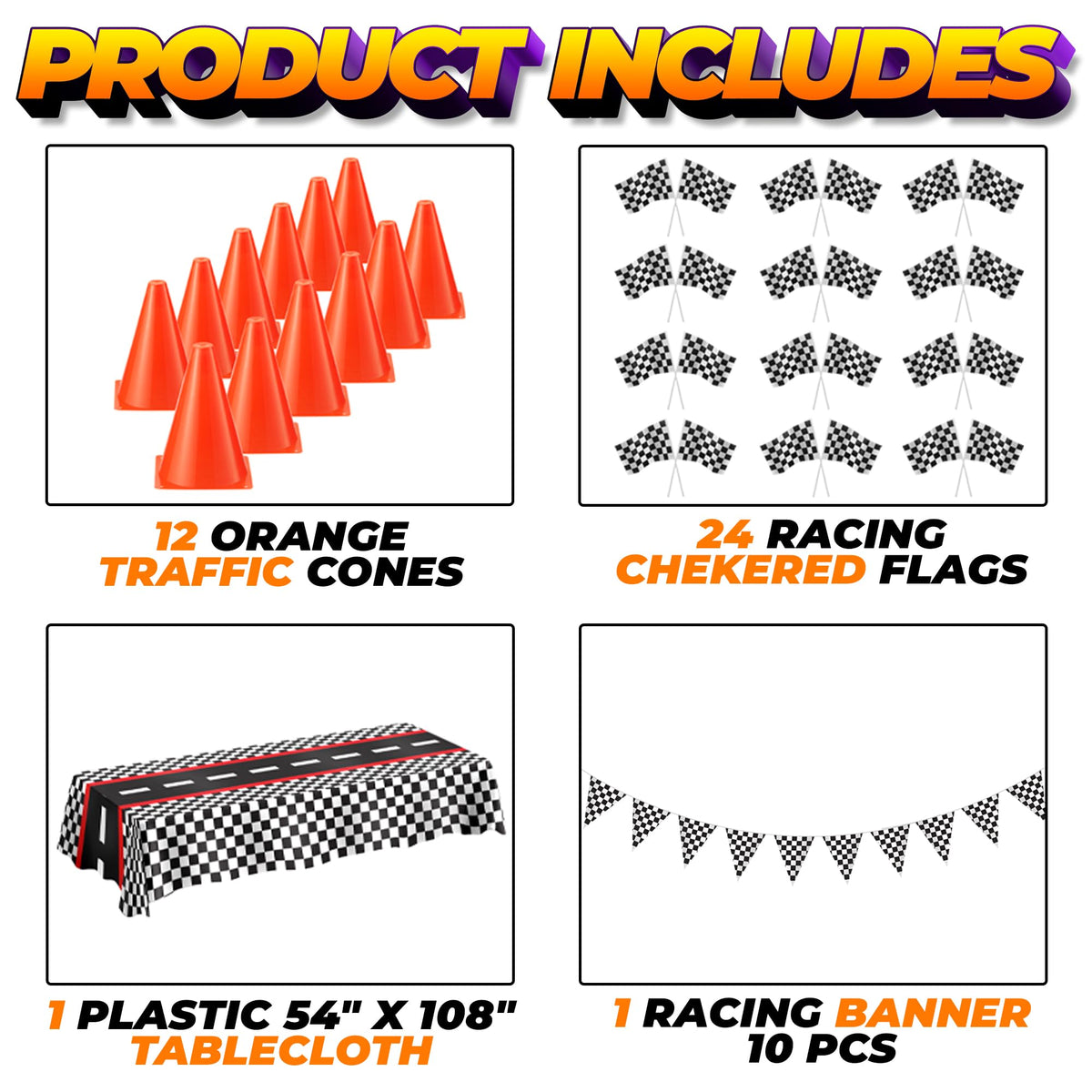 Bedwina racing cars party scene showing kids and bold decor