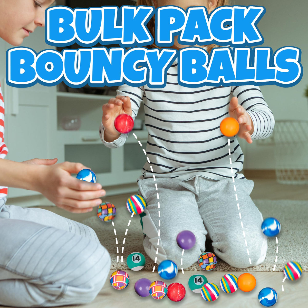 Bedwina rainbow swirl bouncy ball for eye catching playtime.