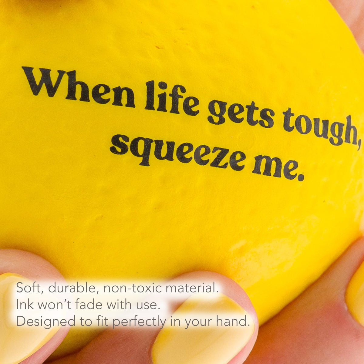 Durable PU foam LemonAid ball that squishes back to shape.