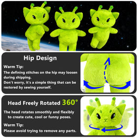 Beeadore Alien Cat Plush dimensions show a compact 25 cm size.