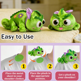 Beeadore Chameleon height 5.9 inches fits easily on shoulder.