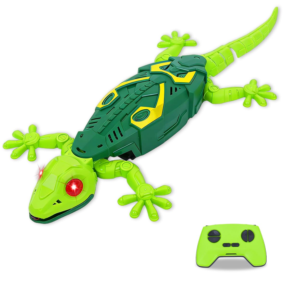 BEEBOY wall climbing gecko front view with glowing eyes for exciting play