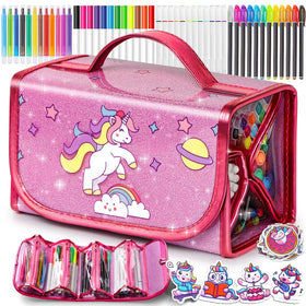 Beefunni unicorn markers 48pcs case showing vibrant colors for playful art