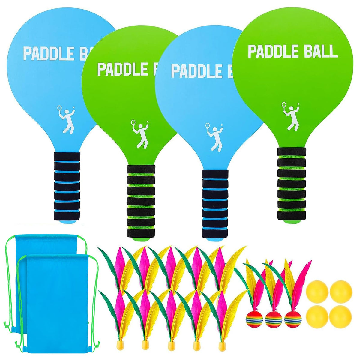 Beeplove beach paddle set front view for sunny outdoor play