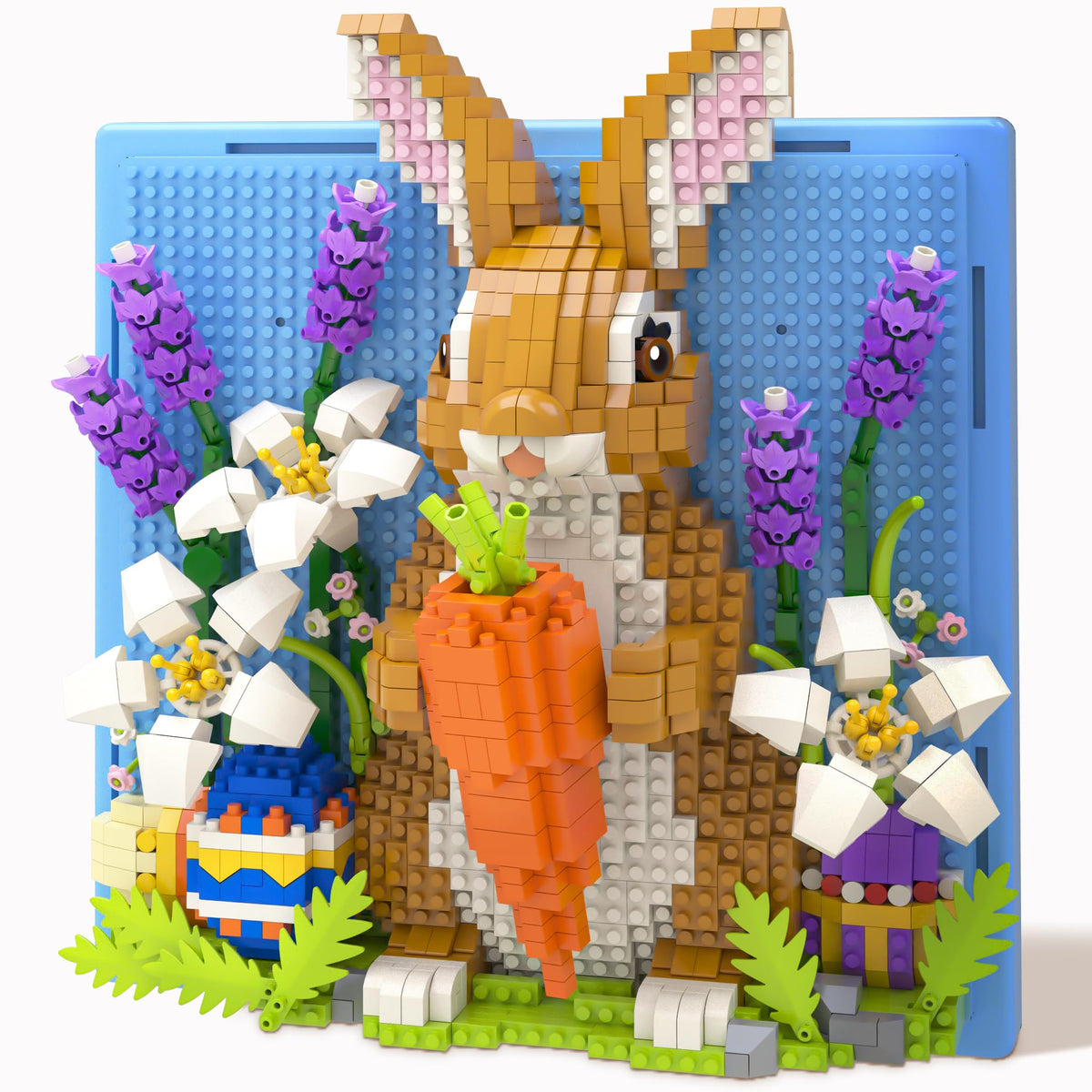 BeepZipp Bunny wall art assembly showing the pixel bunny in progress for cozy decor