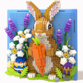 BeepZipp Bunny wall art assembly showing the pixel bunny in progress for cozy decor