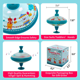 Beeqoo Humming Top tin-and-plastic construction ensures durable, long-lasting fun.