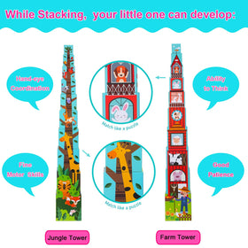 Beeqoo Montessori-style blocks with animal designs spark imaginative play.