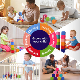 Beeqoo Soft Baby Blocks endure daycare use with easy cleaning surfaces.