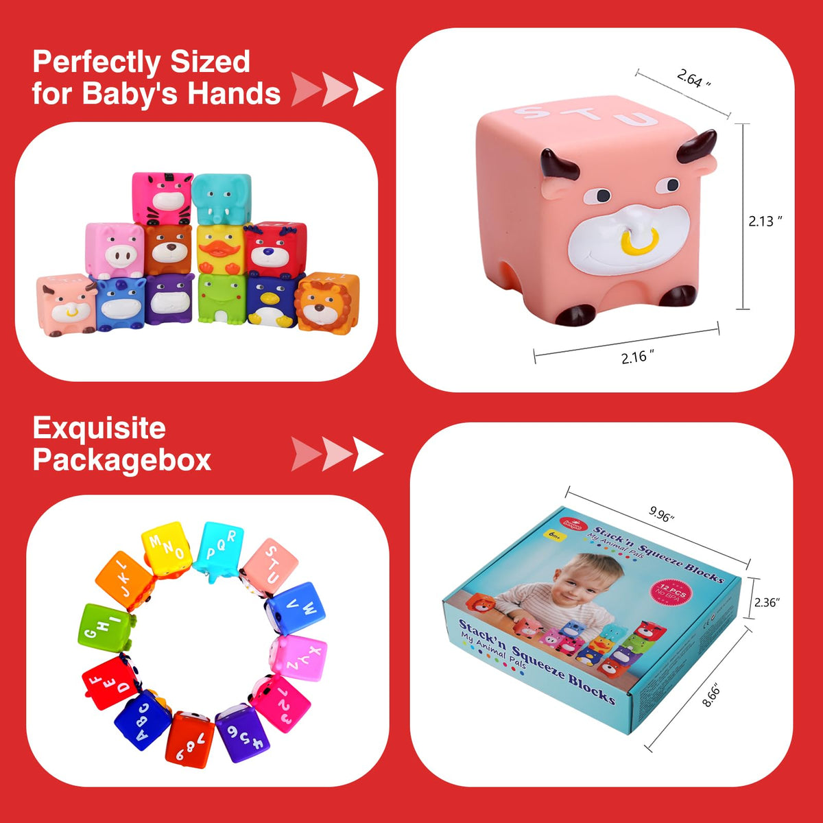 Beeqoo Blocks support hand-eye coordination through color and animal shapes.