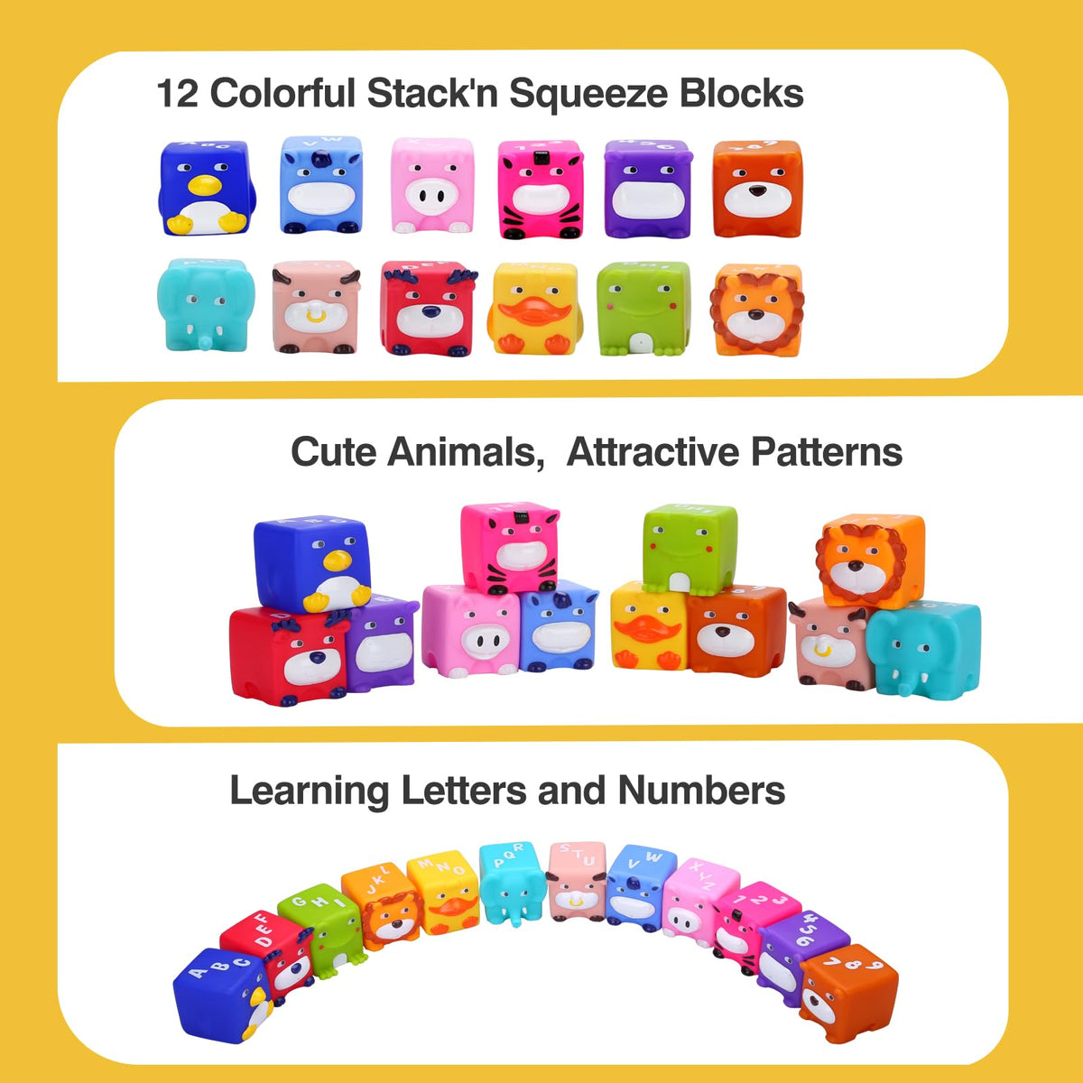 Beeqoo Soft Baby Blocks stack-and-squeeze designs promote safe, engaging play.