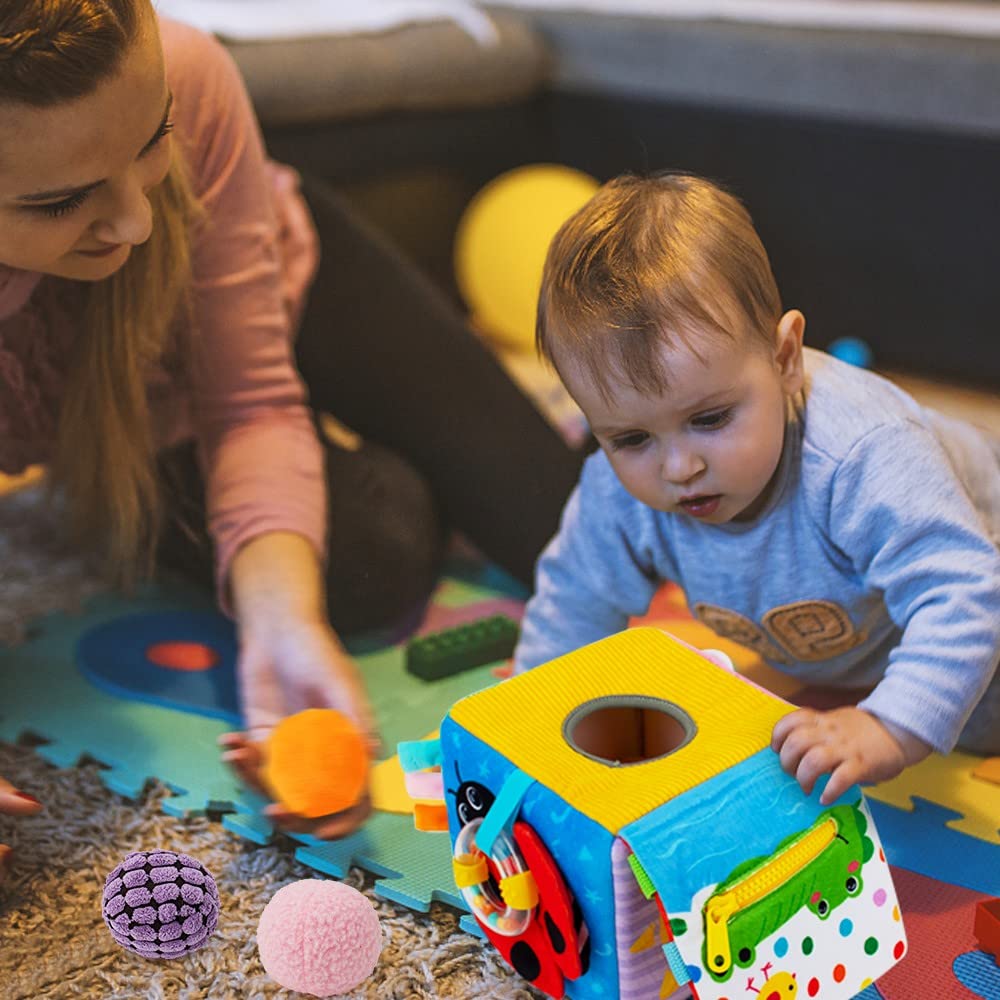 Beetoy Sensory Busy Cube alphabet and numbers shapes support early learning