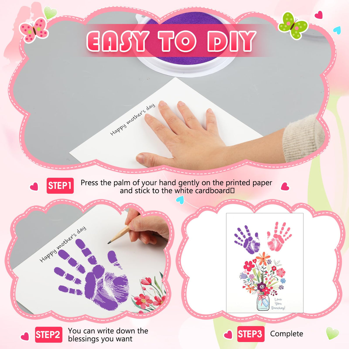 Beeveer handprint craft frame assembly for display-ready keepsake