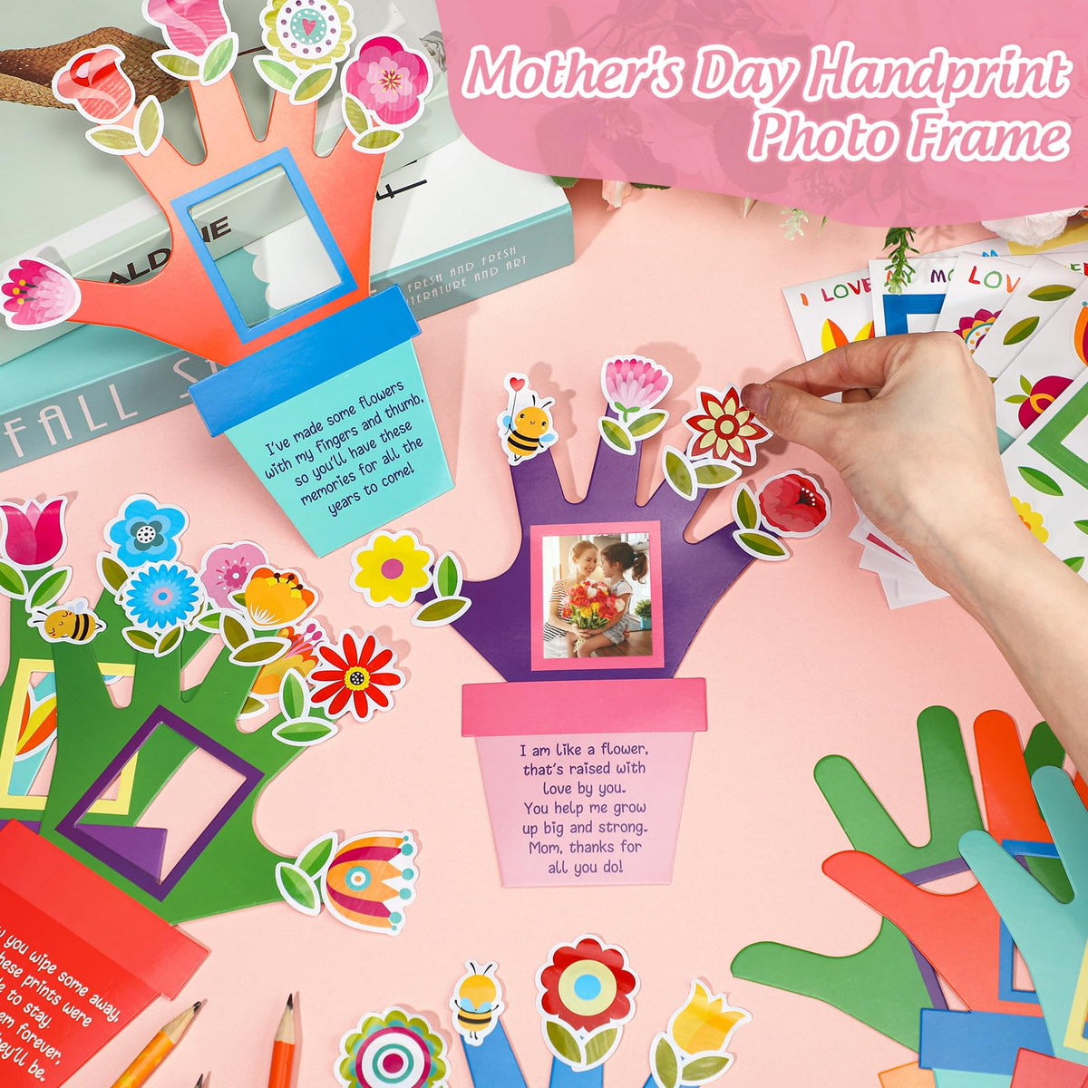 Beeveer Mother's Day flower stickers add decorative touches for frames.