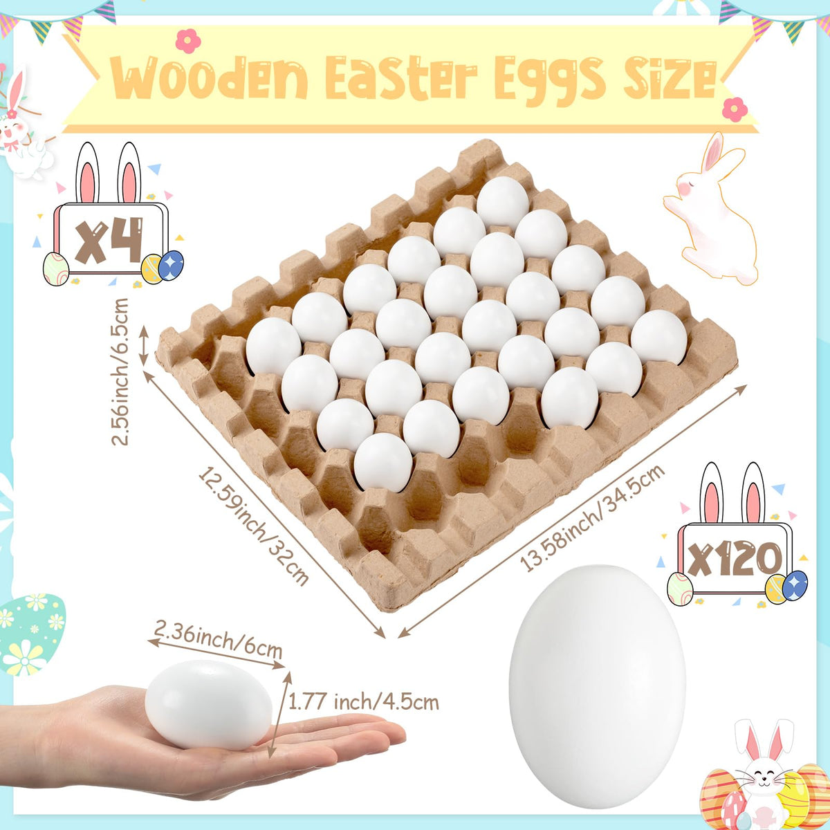 Beeveer white wood eggs with rustic finish for Easter decor