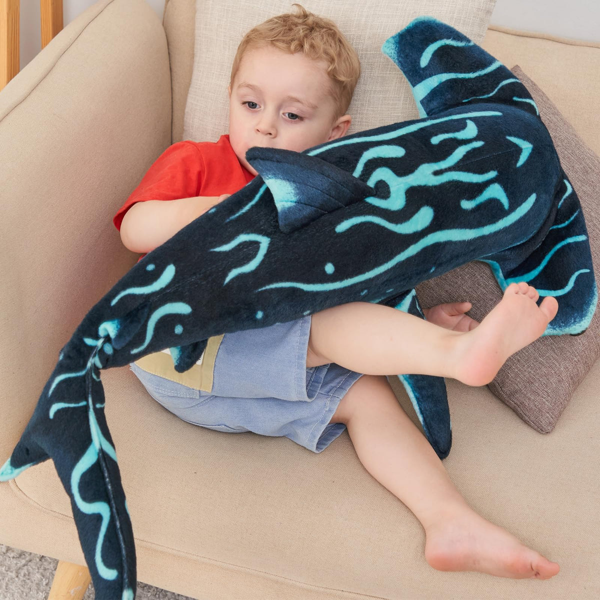 Beeyybuy hammerhead ultra-soft plush fabric conveys cozy cuddle appeal