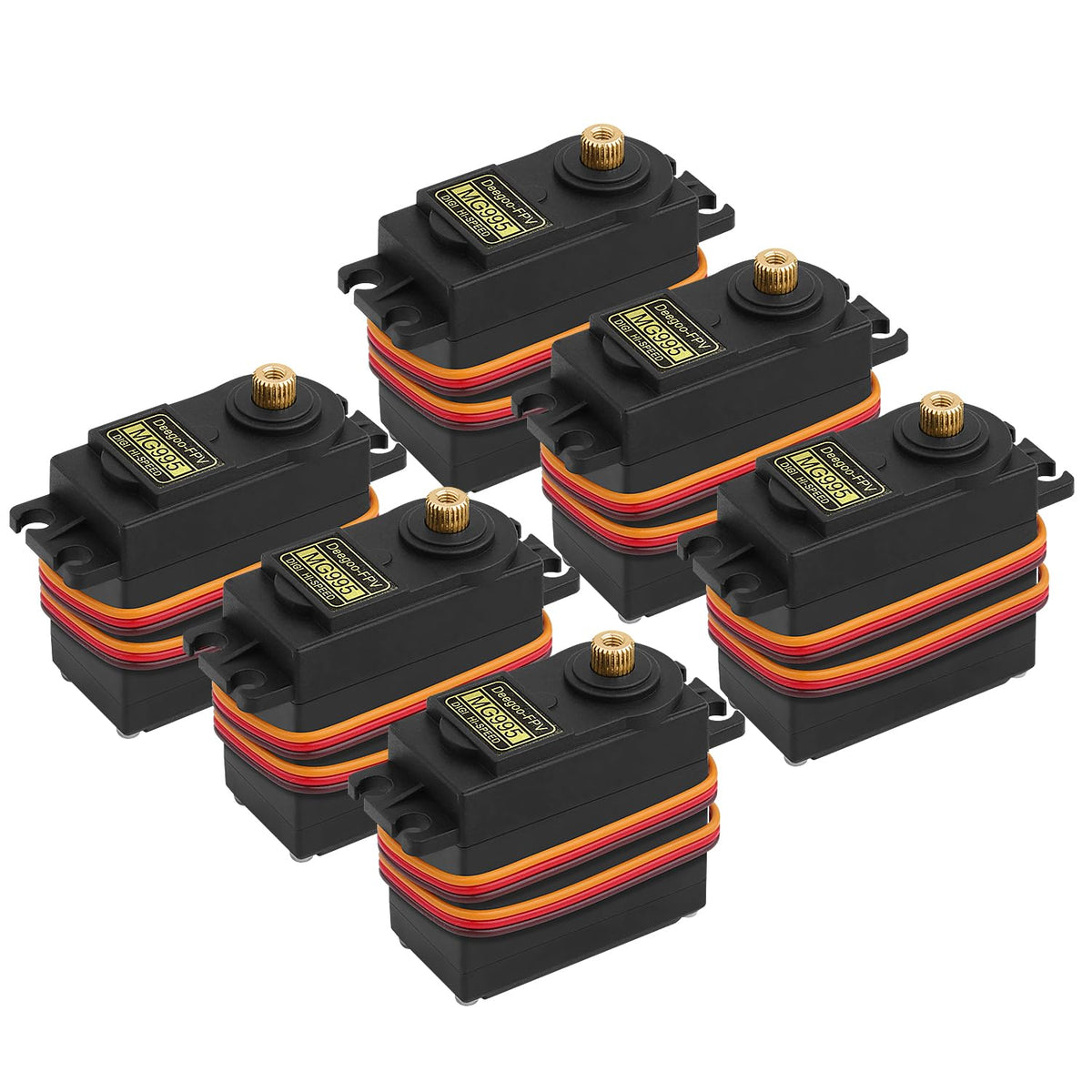 Beffkkip MG995 servo assembly showing compact 55g unit for precise RC control