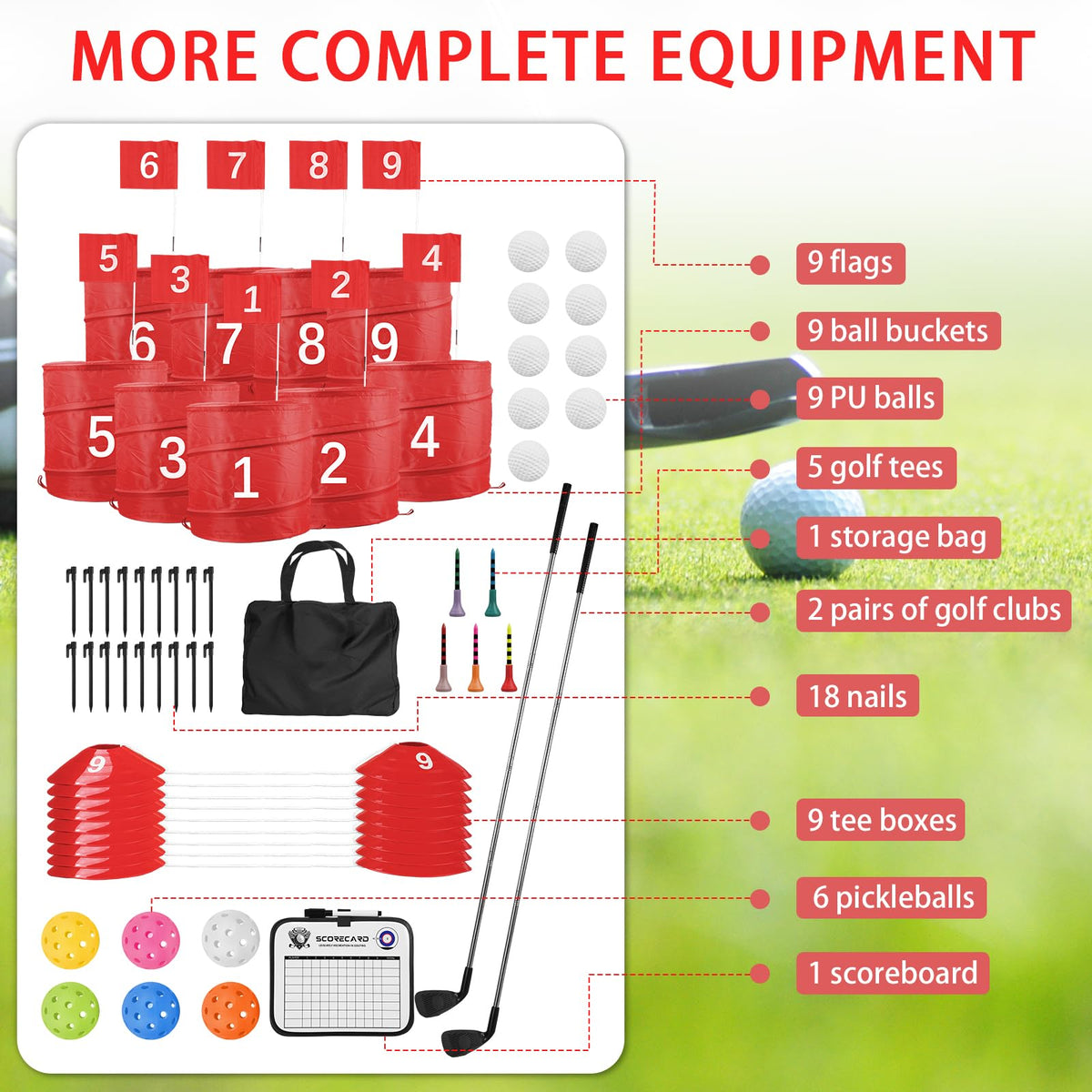 Behonor backyard golf set with 2 clubs for easy setup