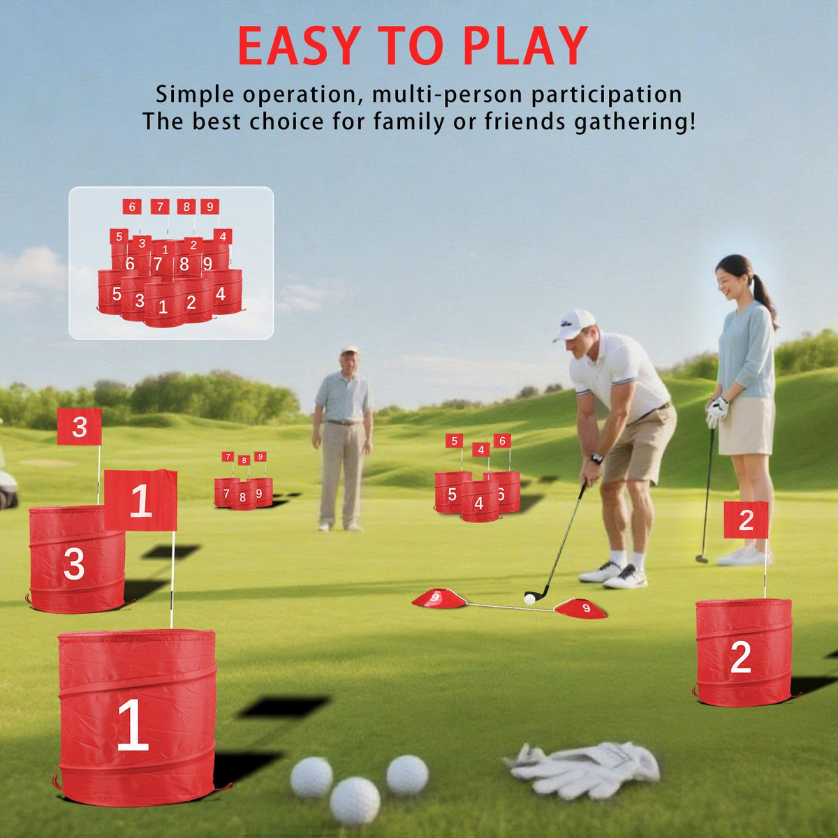 Behonor backyard golf set flags mark holes for quick play