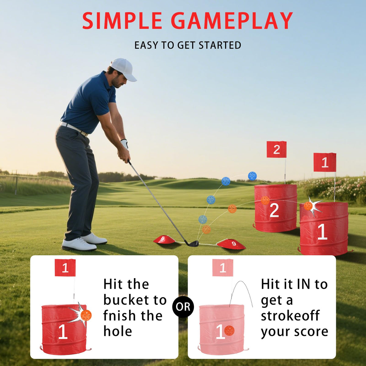 Behonor backyard golf set tees help precise ball placement