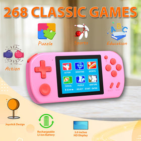 Beico 3.0-inch color screen pink handheld for quick gaming sessions