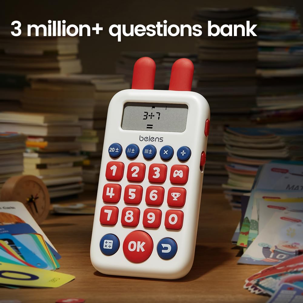 Beiens electronic math game family-play, turns learning into friendly competition.