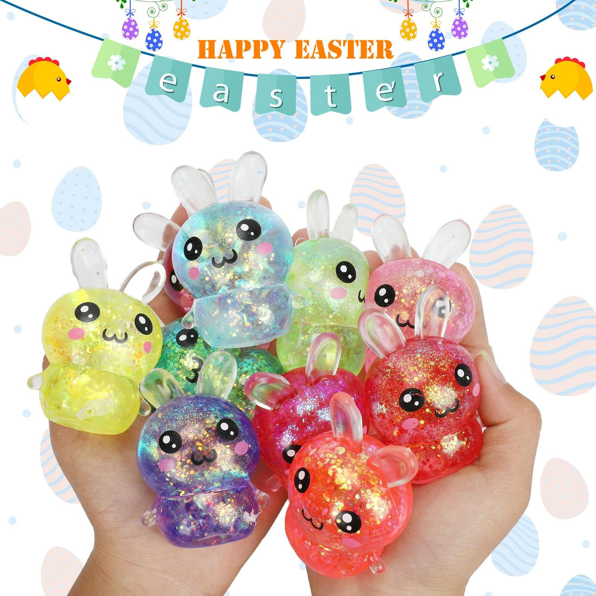 BEIGUO glitter bunny stress ball in bright color for classroom fun