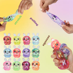 BEIGUO glitter bunny stress ball 3-inch size for kids hands